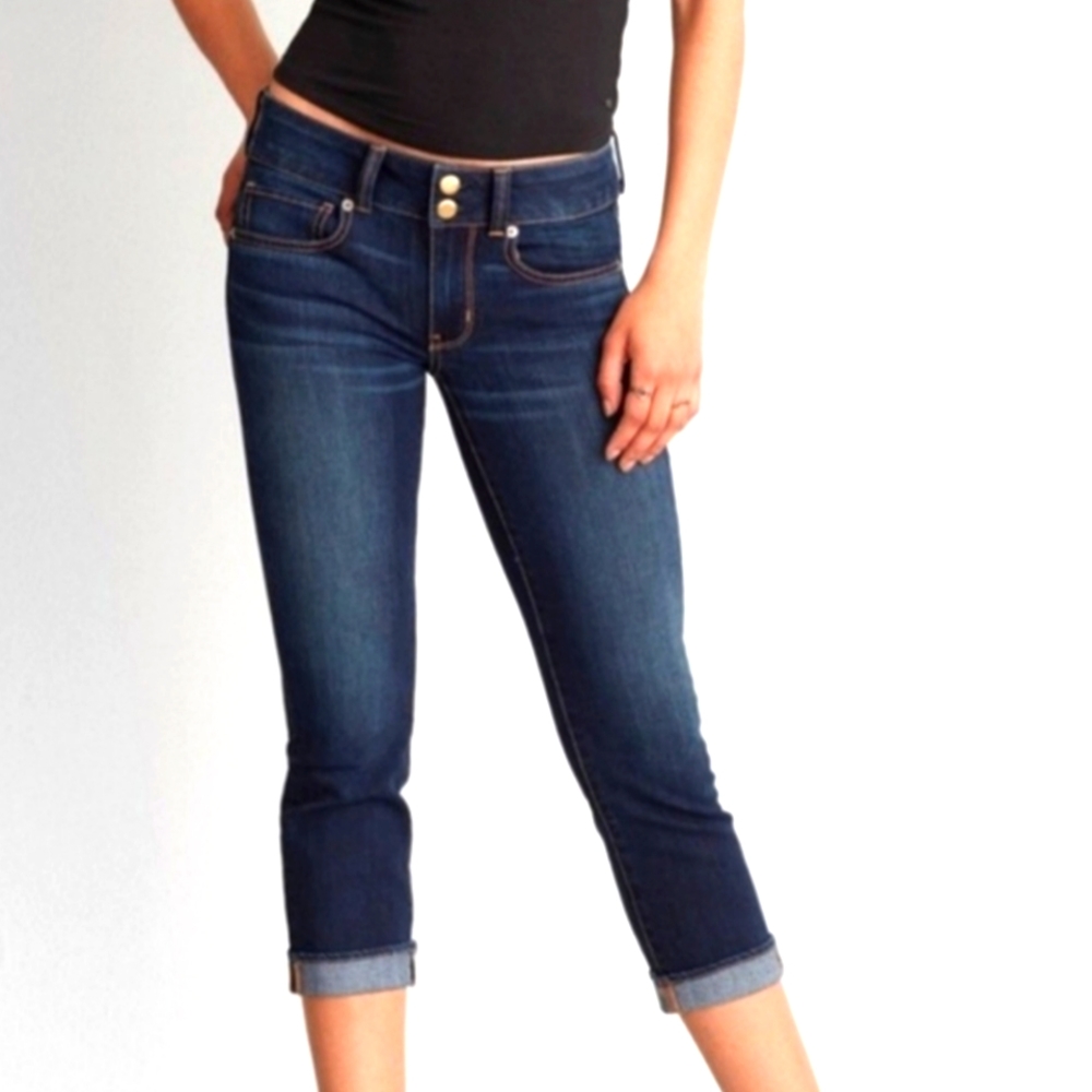 American Eagle Outfitters Dark Blue Cropped Ankle Jeans